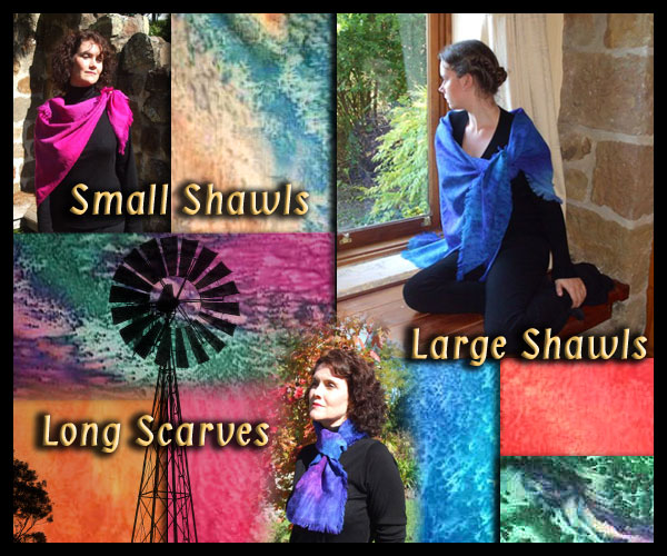 Pure wool painted Scarves and Shawls