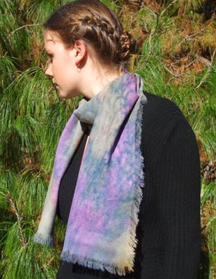 Long fringed woollen scarves